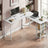 L-Shaped Writing Desk, 2 Storage Shelves - Wood and Steel