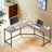 L-Shaped Computer Desk - Wood - Greige and Black - Space-Saving