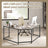 L-Shaped Computer Desk - Wood - Greige and Black - Space-Saving