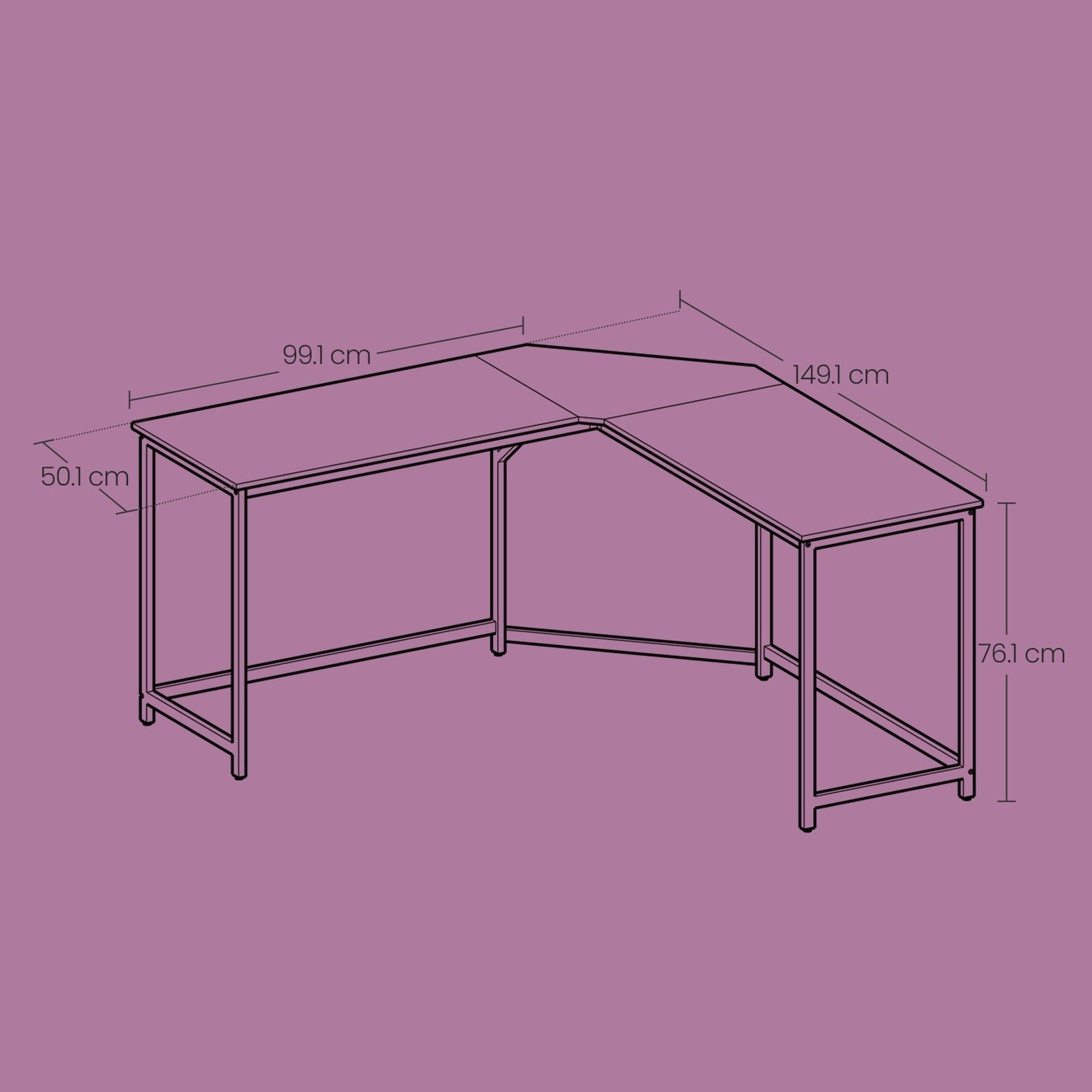 L-Shaped Computer Desk - Wood - Greige and Black - Space-Saving