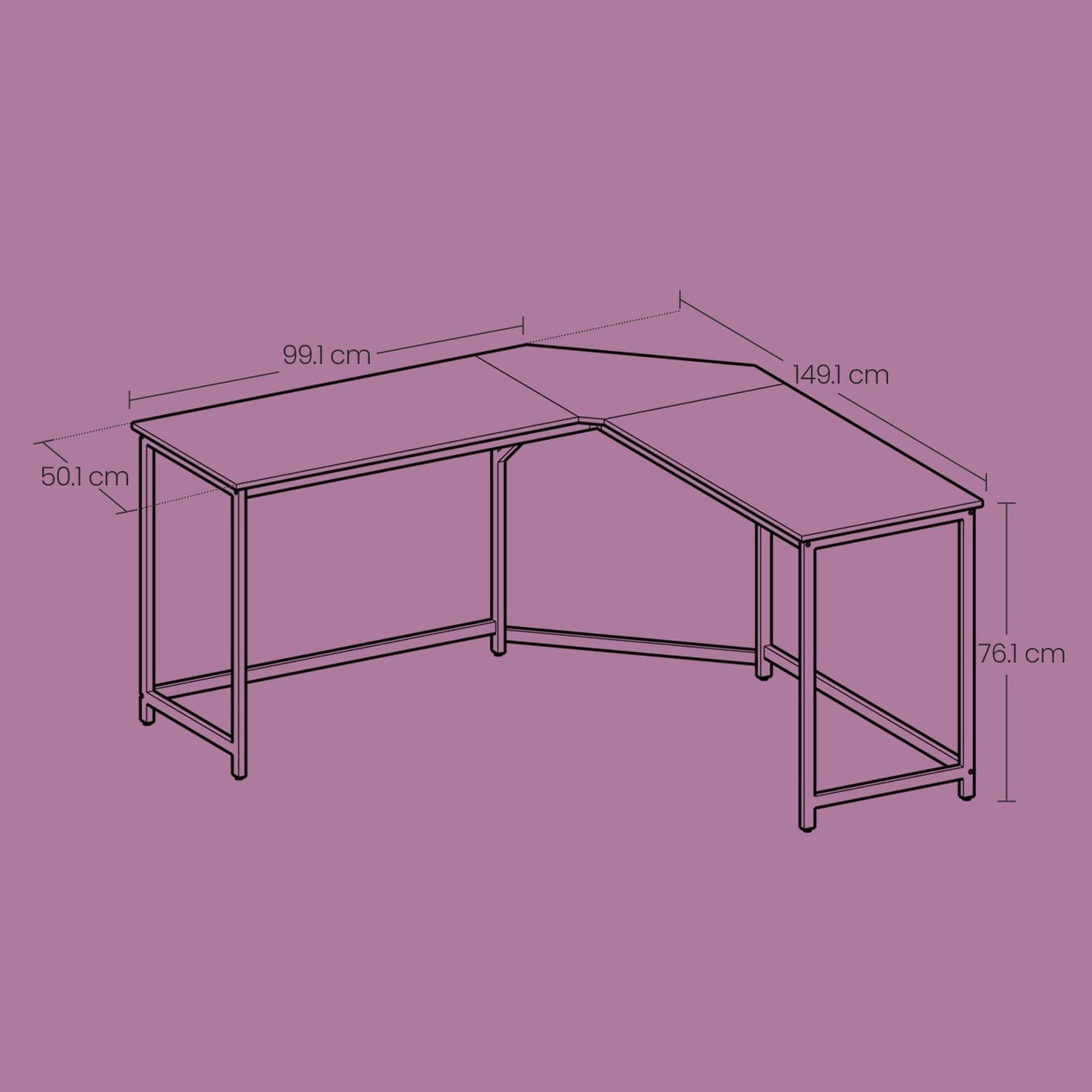 L-Shaped Computer Desk - Wood - Greige and Black - Space-Saving