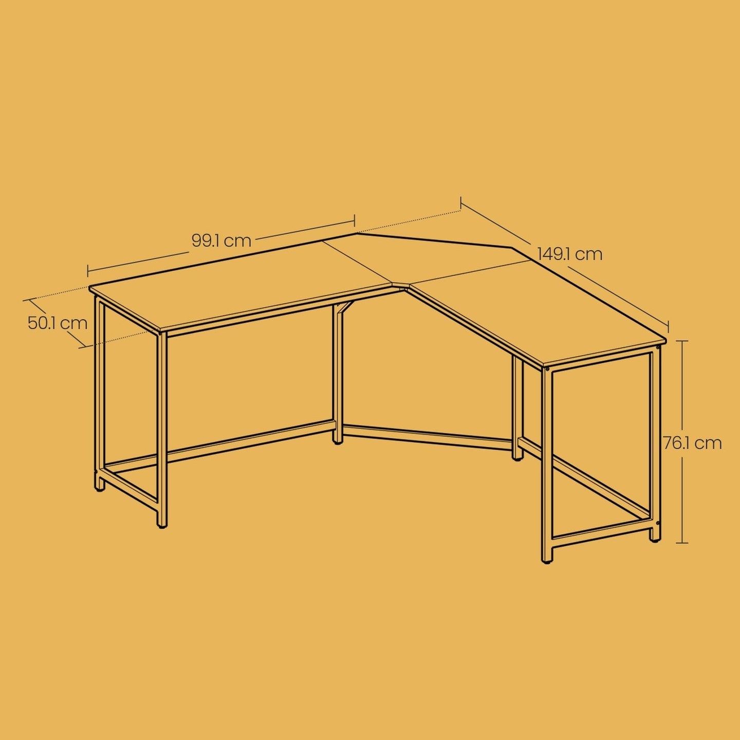 L-Shaped Corner Desk - Wood - Greige and Black