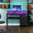 Gaming Corner Desk - MDF - Ebony Black - Built-In Power Outlets and LED Lights