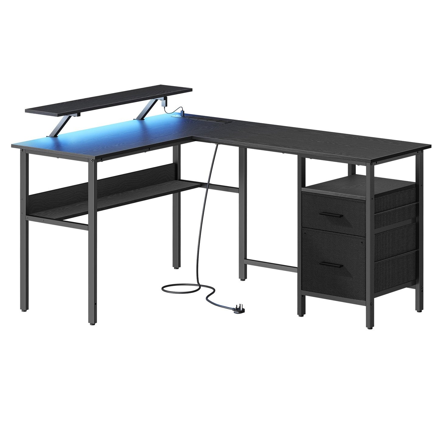 L-Shaped Corner Desk - Wood - Modern Finish
