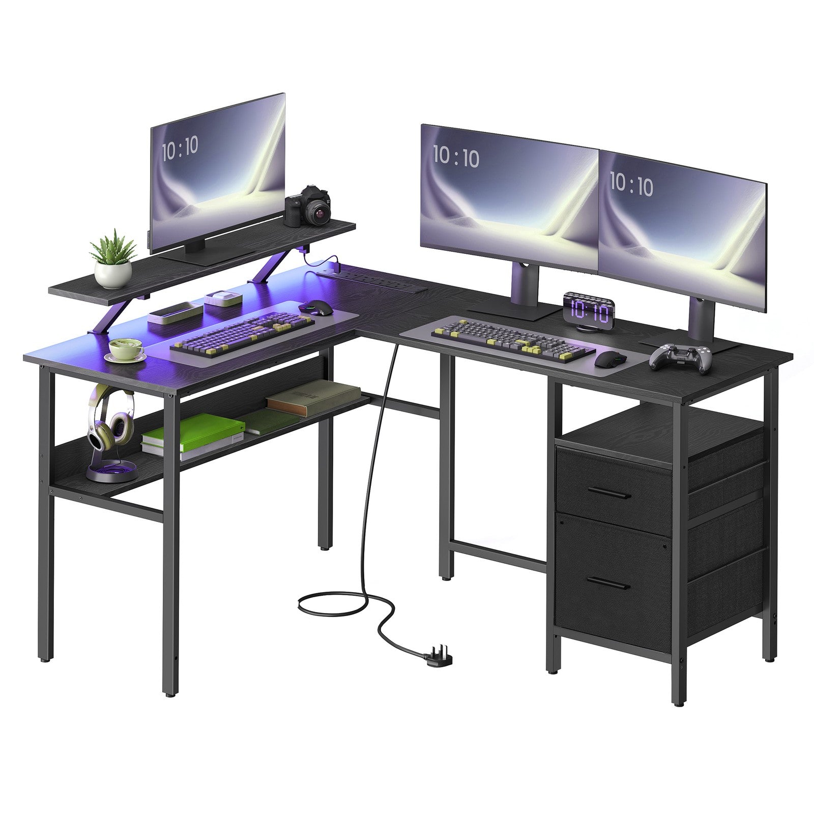 L-Shaped Corner Desk - Wood - Modern Finish