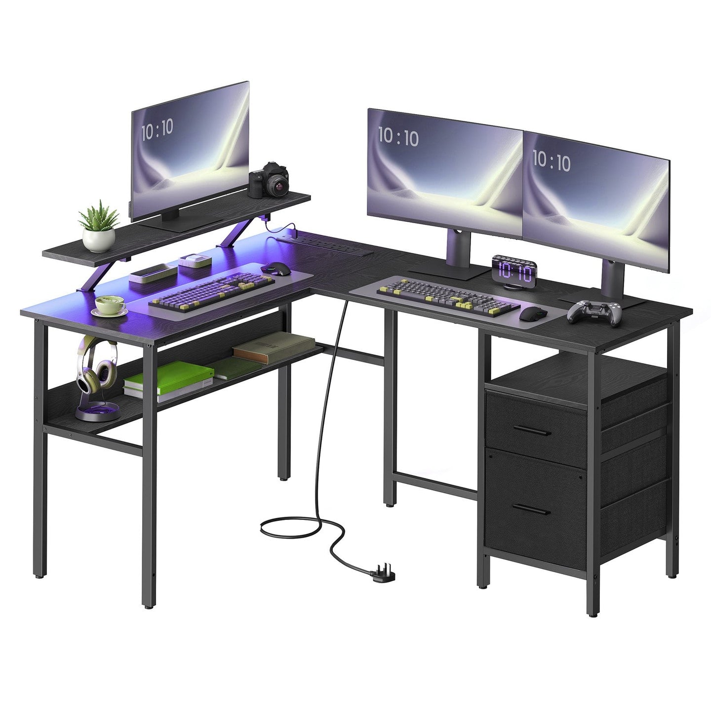 L-Shaped Corner Desk - Wood - Modern Finish