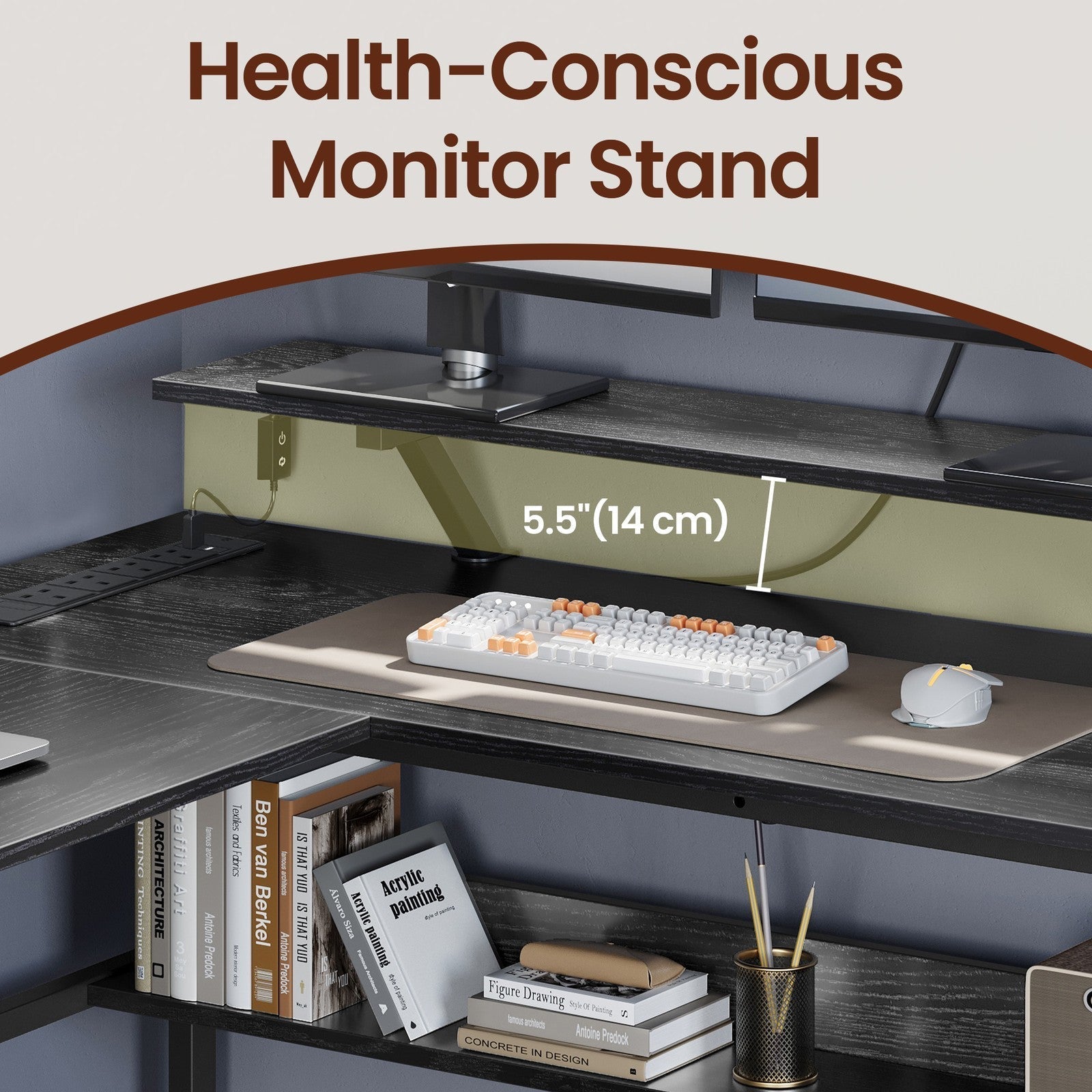 L-Shaped Corner Desk - Wood - Modern Finish