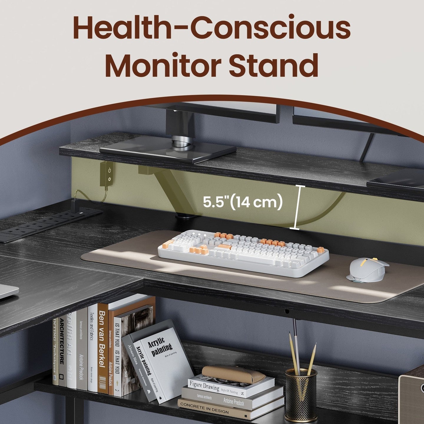 L-Shaped Corner Desk - Wood - Modern Finish