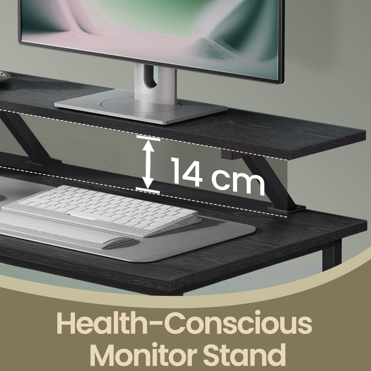 Corner Computer Desk - Wood - Black - L-Shaped with Adjustable Shelf and 2 Drawers