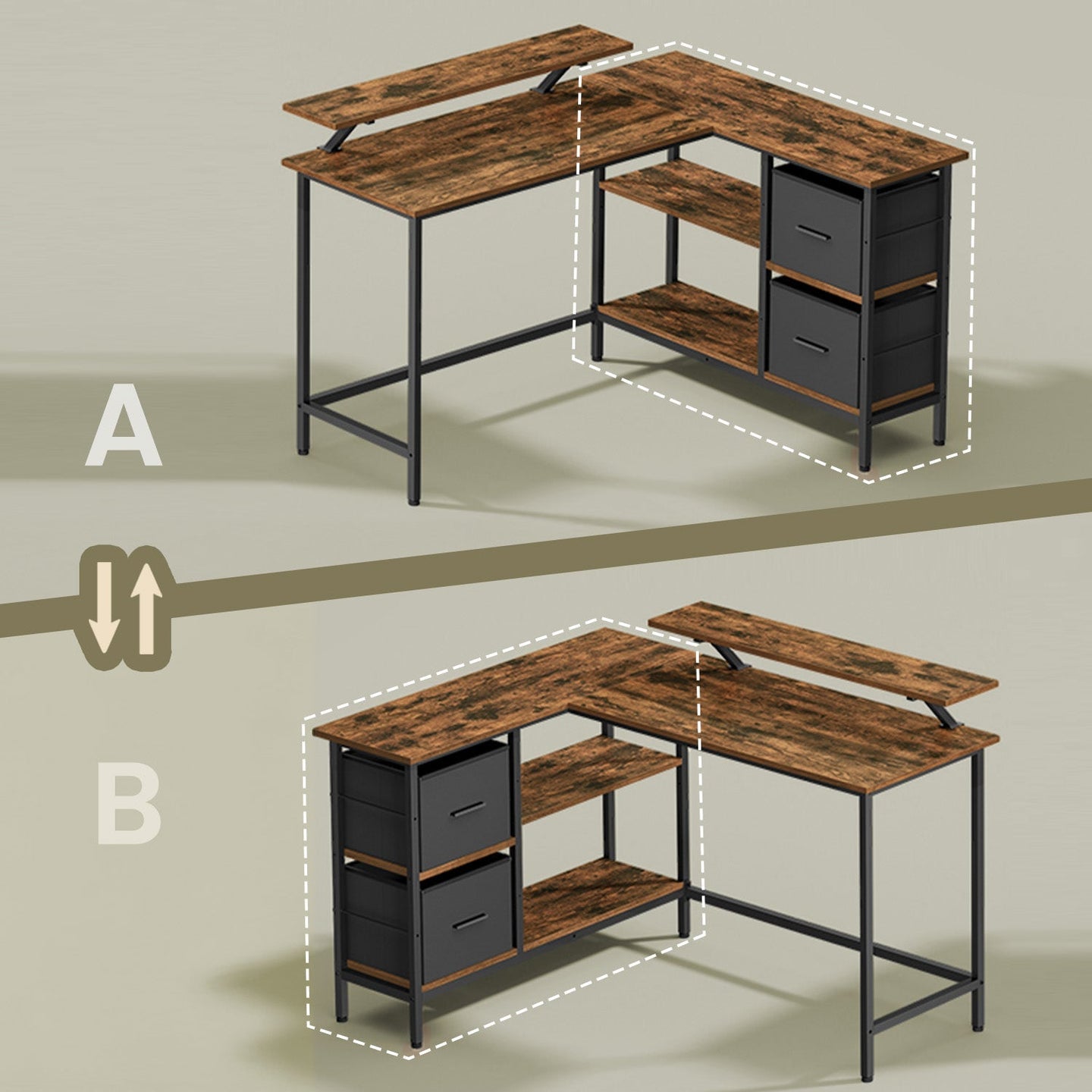 Corner Computer Desk - Wood - Brown - L-Shaped