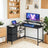 L-Shaped Gaming Desk - Wood - Black - Features Monitor Stand