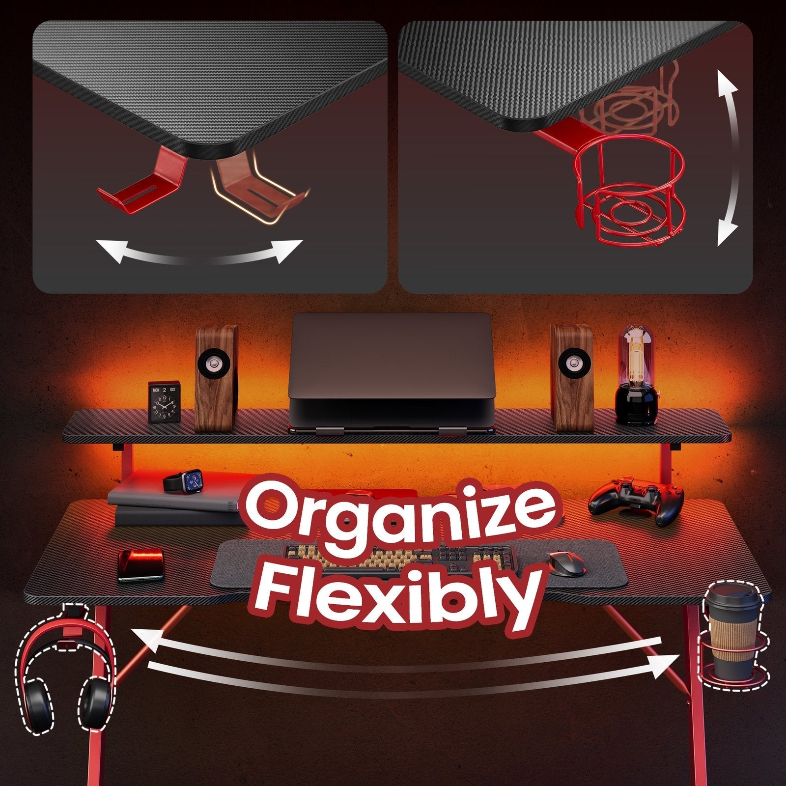 Gaming Desk - 120L - Particleboard - Monitor Stand