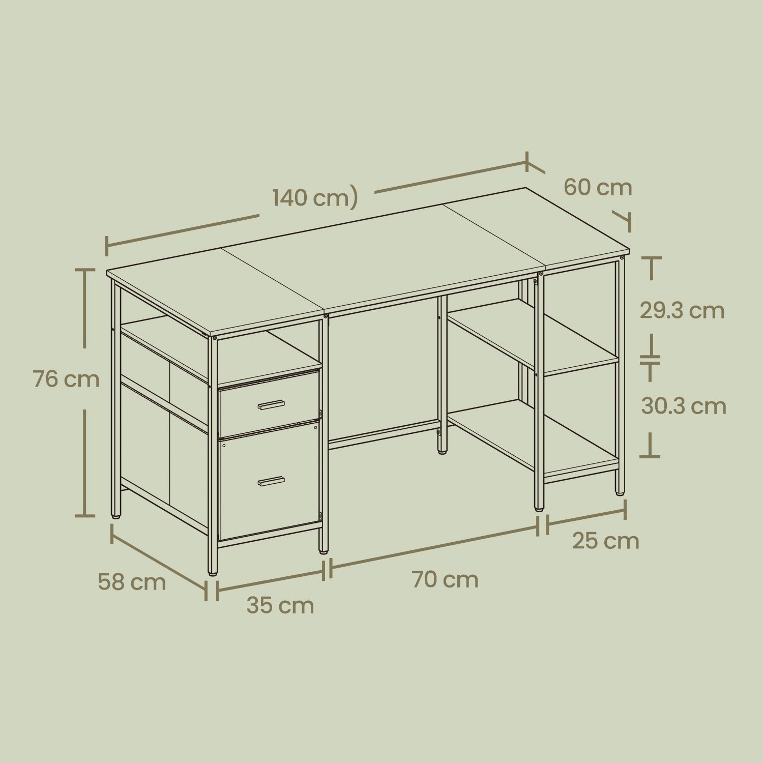 Office Computer Desk - Wood - Vintage