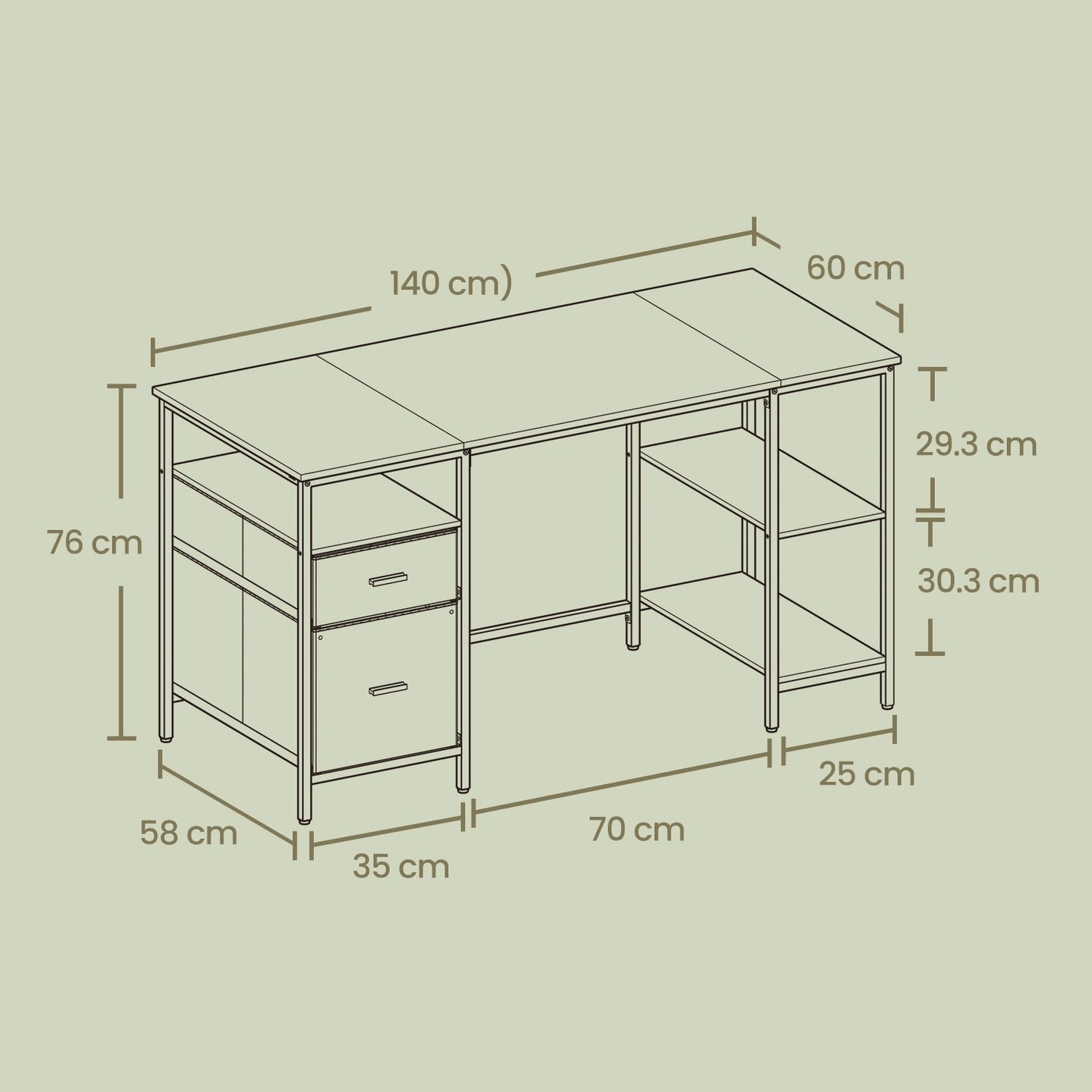 Office Computer Desk - Wood - Vintage