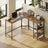L-Shaped Writing Desk, 2 Storage Shelves - Wood and Steel - Brown