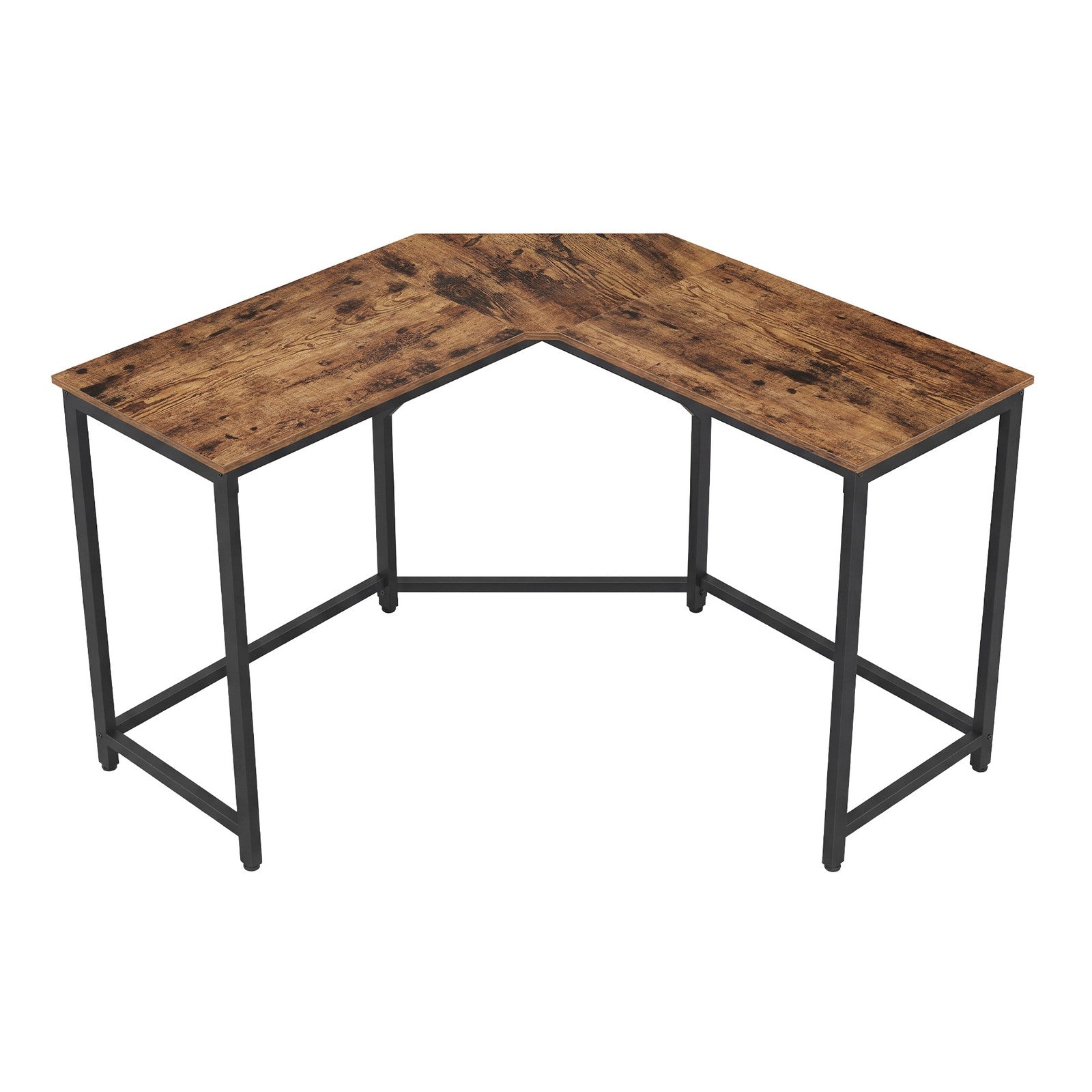 L-Shaped Office Desk - Wood and Steel - Brown