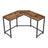 L-Shaped Office Desk - Wood and Steel - Brown