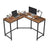 L-Shaped Office Desk - Wood and Steel - Brown