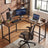 L-Shaped Office Desk - Wood and Steel - Brown