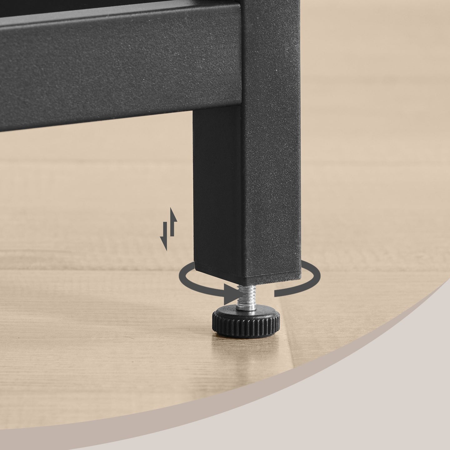 L-Shaped Office Desk - Wood and Steel - Brown