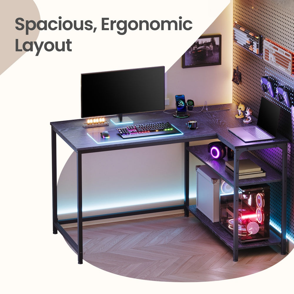 Corner Computer Desk - 110L - Particleboard - Power Outlets