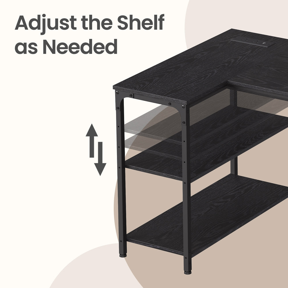 Corner Computer Desk - 110L - Particleboard - Power Outlets