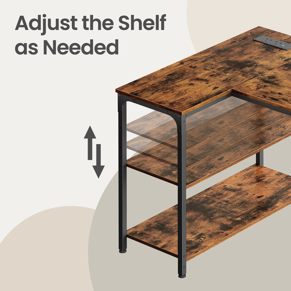 Corner Computer Desk - 110L - Particleboard - Power Outlets