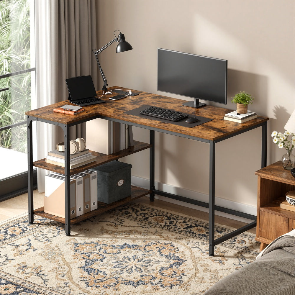 Corner Computer Desk - 110L - Particleboard - Power Outlets