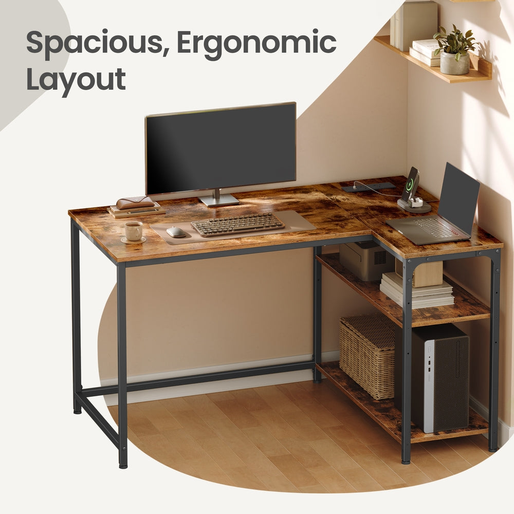 Corner Computer Desk - 110L - Particleboard - Power Outlets