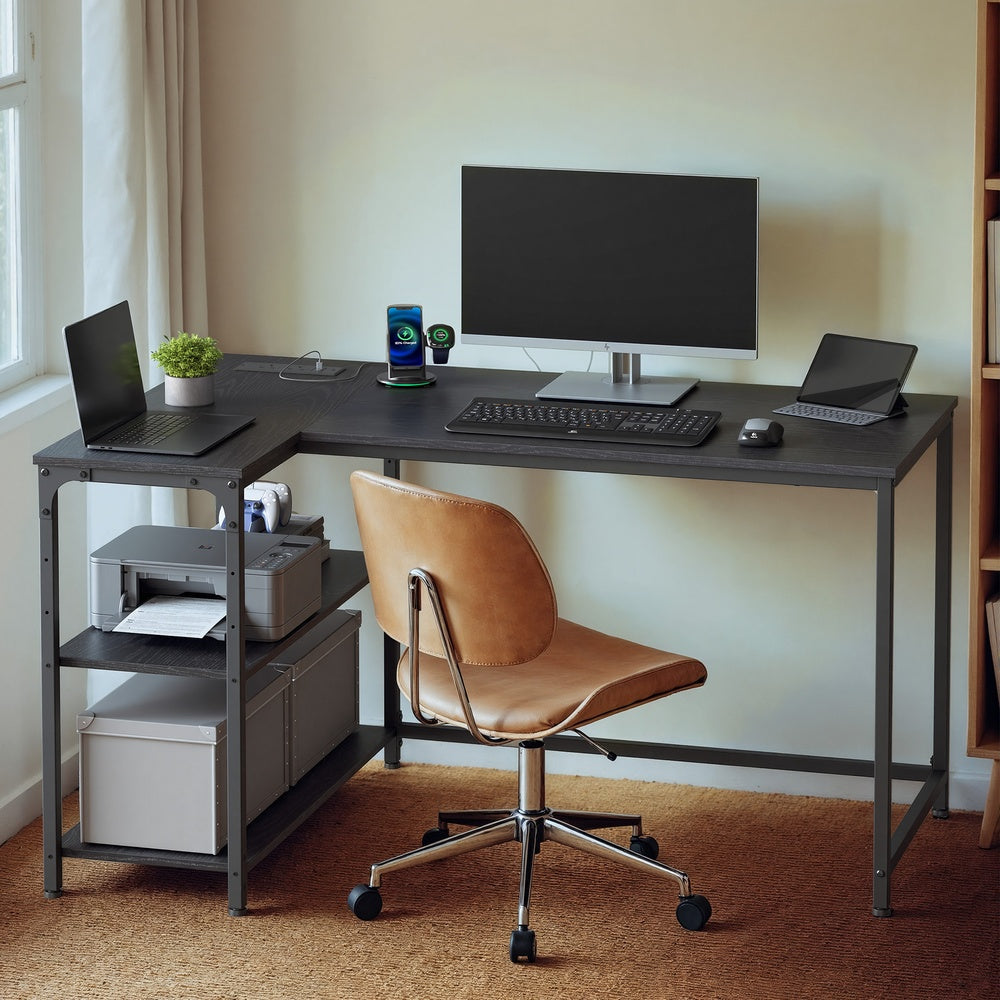 Corner Computer Desk - 120L - Particleboard - Power Outlets