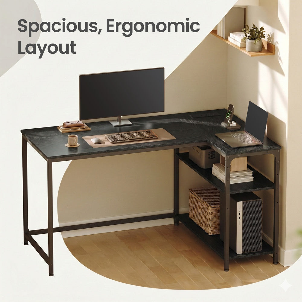 Corner Computer Desk - 120L - Particleboard - Power Outlets