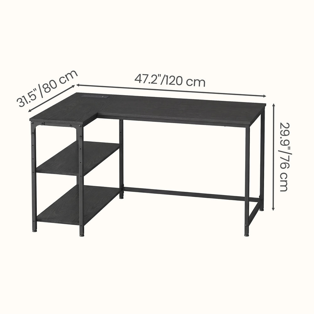 Corner Computer Desk - 120L - Particleboard - Power Outlets