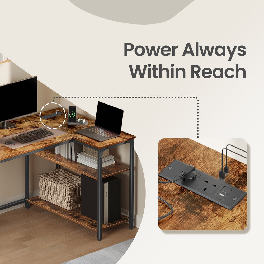 Corner Computer Desk - 120L - Particleboard - Adjustable Shelves