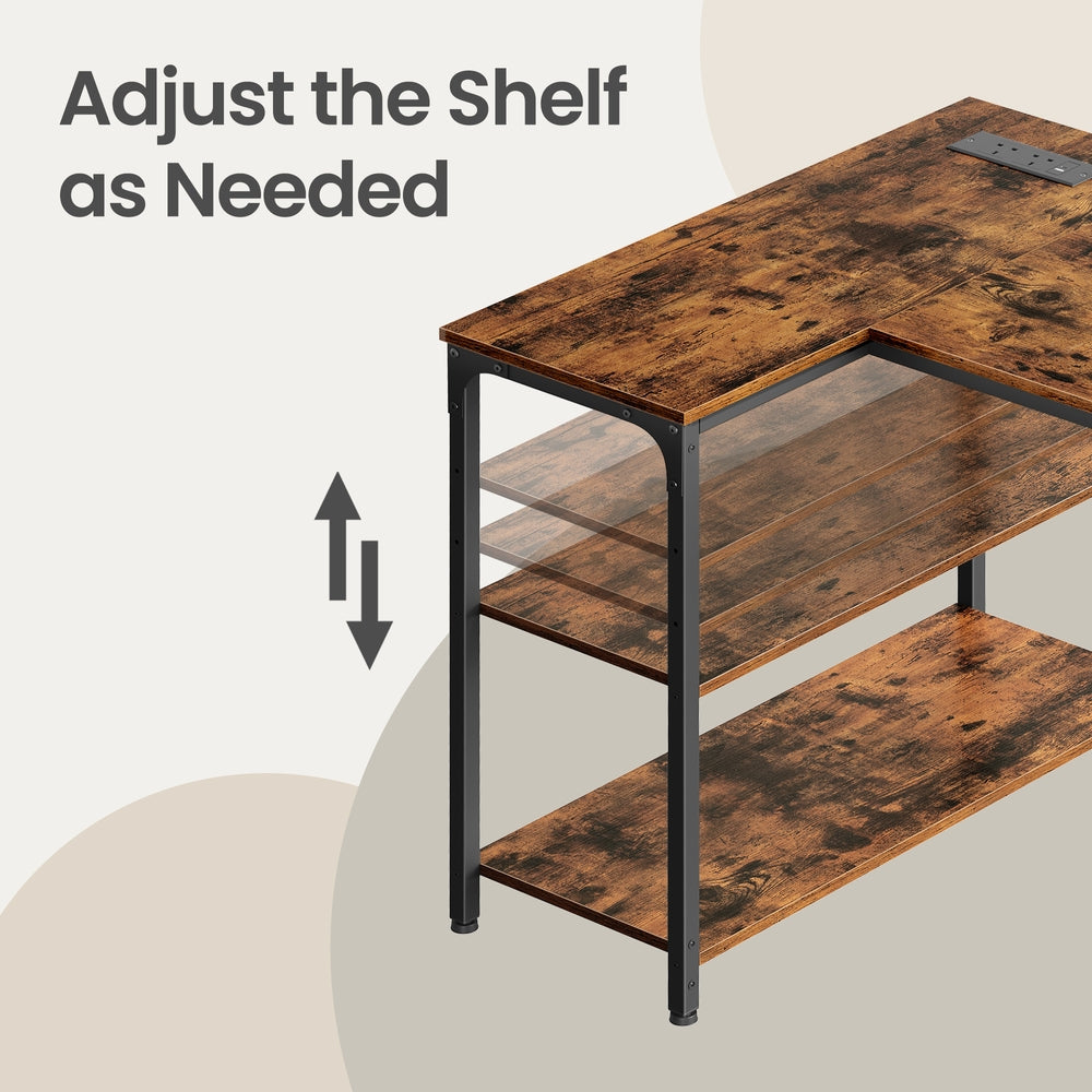 Corner Computer Desk - 120L - Particleboard - Adjustable Shelves