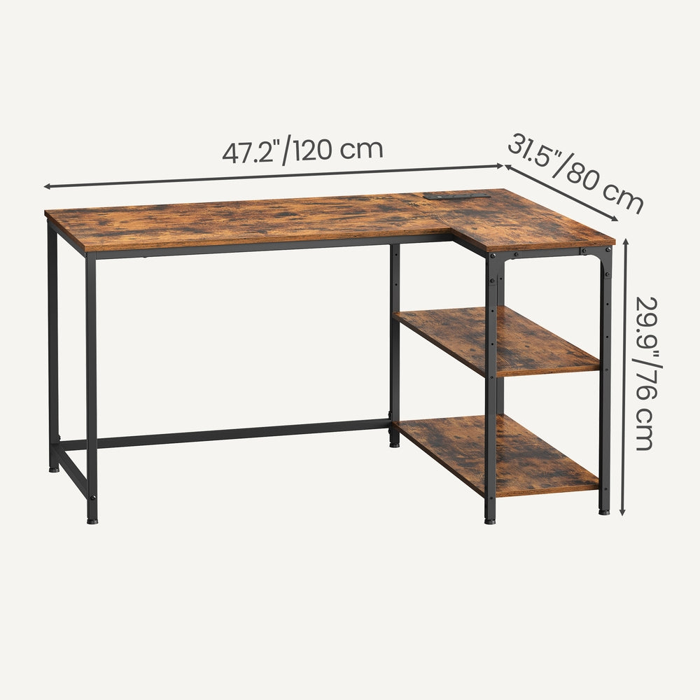 Corner Computer Desk - 120L - Particleboard - Adjustable Shelves
