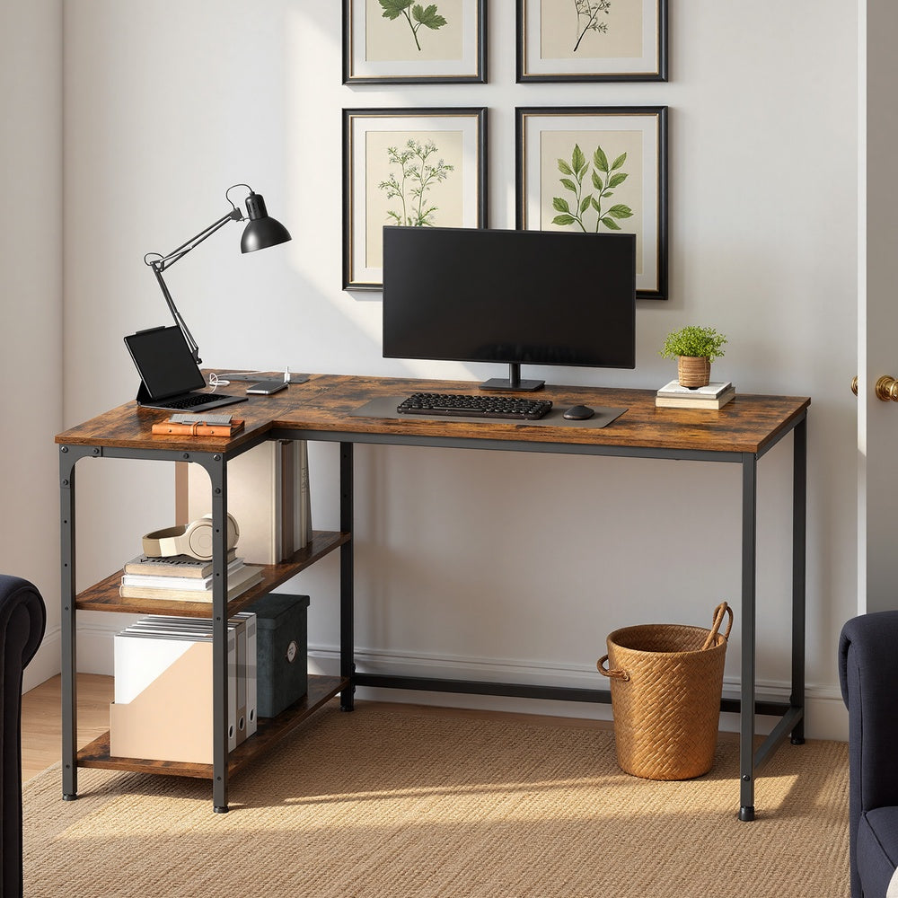 Corner Computer Desk - 120L - Particleboard - Adjustable Shelves