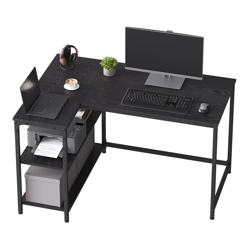 Corner Computer Desk - 110L - Particleboard - Adjustable Storage Shelves