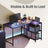 Corner Computer Desk - 110L - Particleboard - Adjustable Storage Shelves
