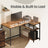 L Shaped Corner Computer Desk - 110L - Particleboard - Adjustable Storage Shelves