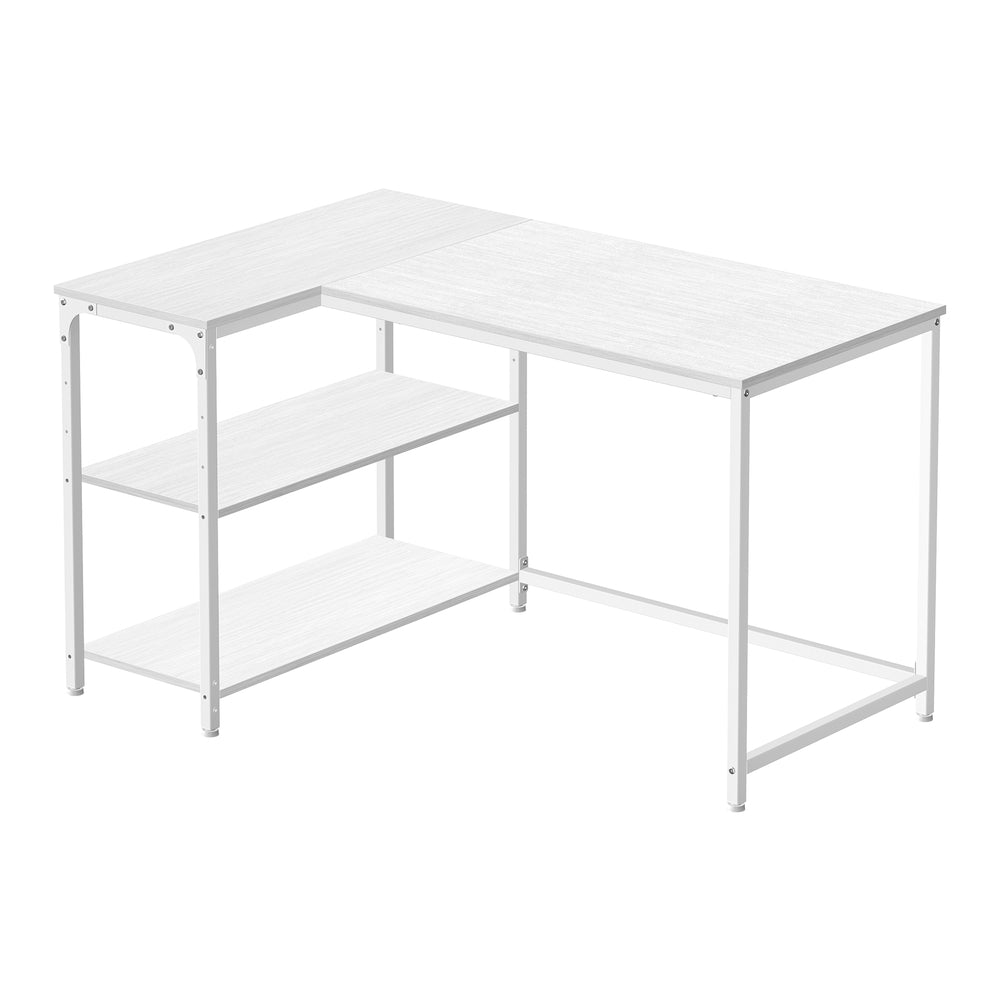 L Shaped Computer Desk - 110L - Particleboard - Adjustable Storage Shelves