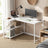 L Shaped Computer Desk - 110L - Particleboard - Adjustable Storage Shelves
