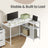 L Shaped Computer Desk - 110L - Particleboard - Adjustable Storage Shelves