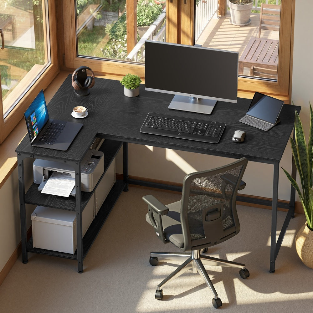 Corner Computer Desk - 47.2" x 31.5" - Particleboard - Adjustable Storage Shelves