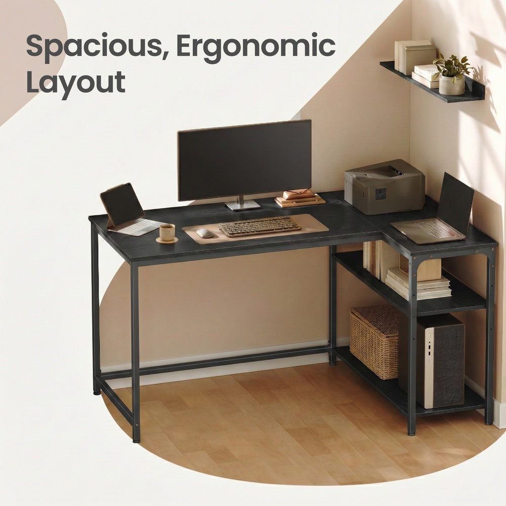 Corner Computer Desk - 47.2" x 31.5" - Particleboard - Adjustable Storage Shelves