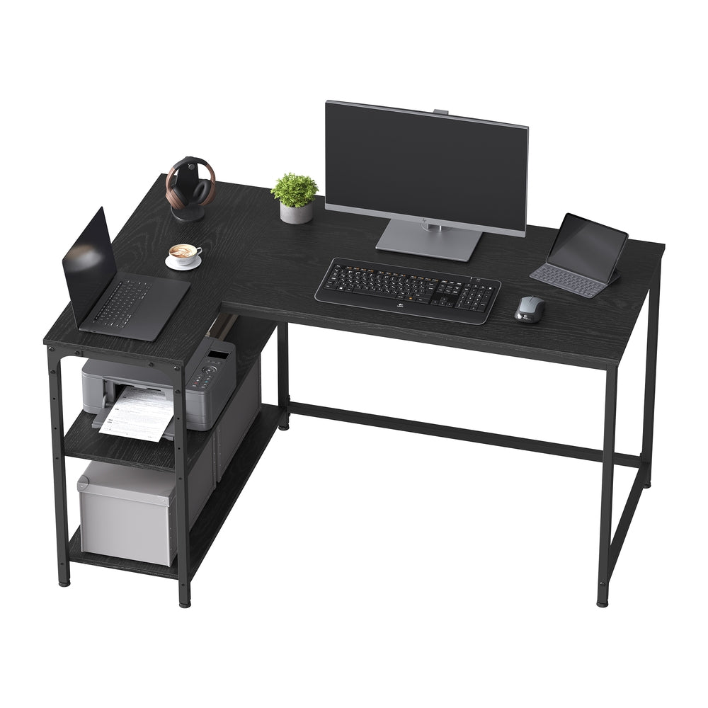 Corner Computer Desk - 47.2" x 31.5" - Particleboard - Adjustable Storage Shelves