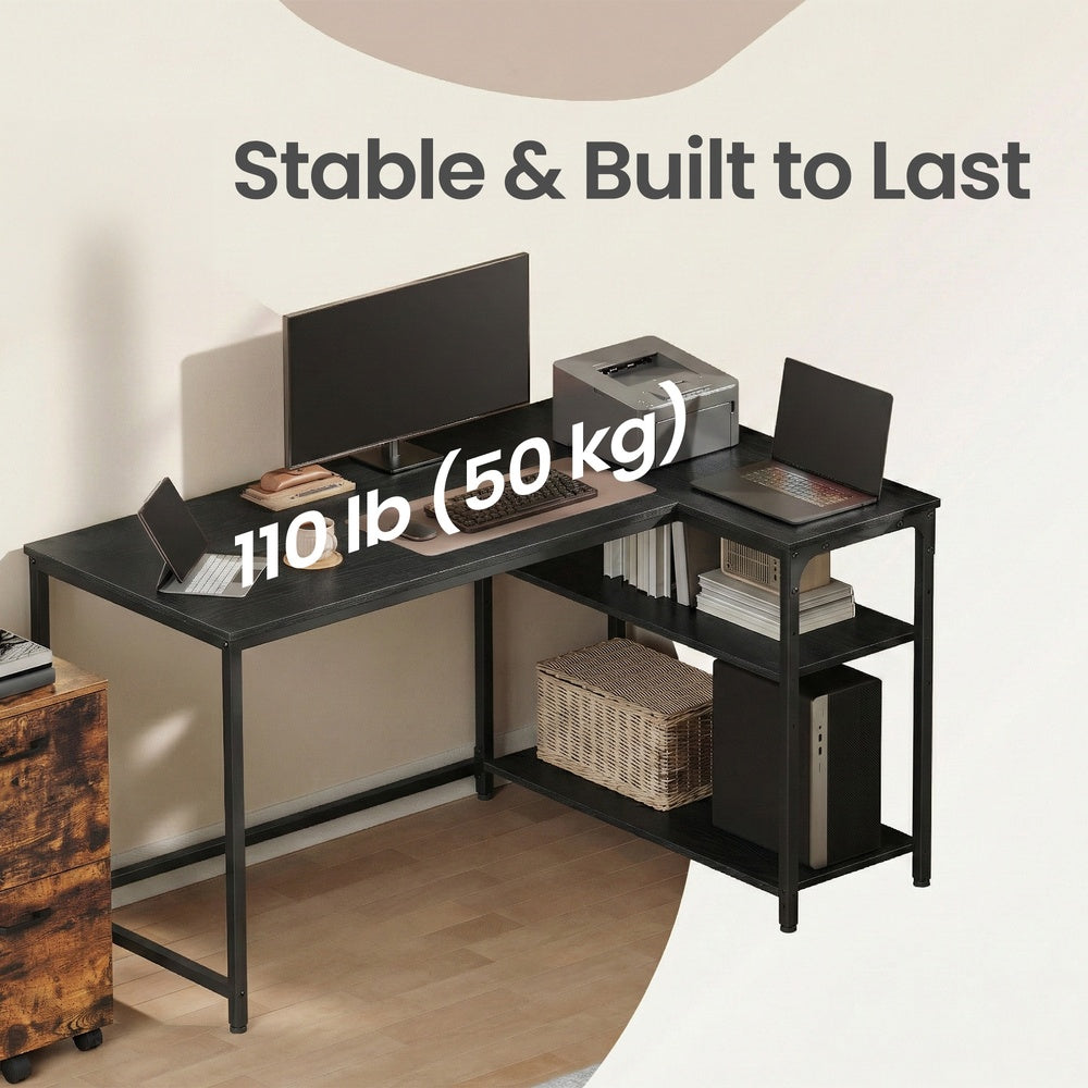 Corner Computer Desk - 47.2" x 31.5" - Particleboard - Adjustable Storage Shelves
