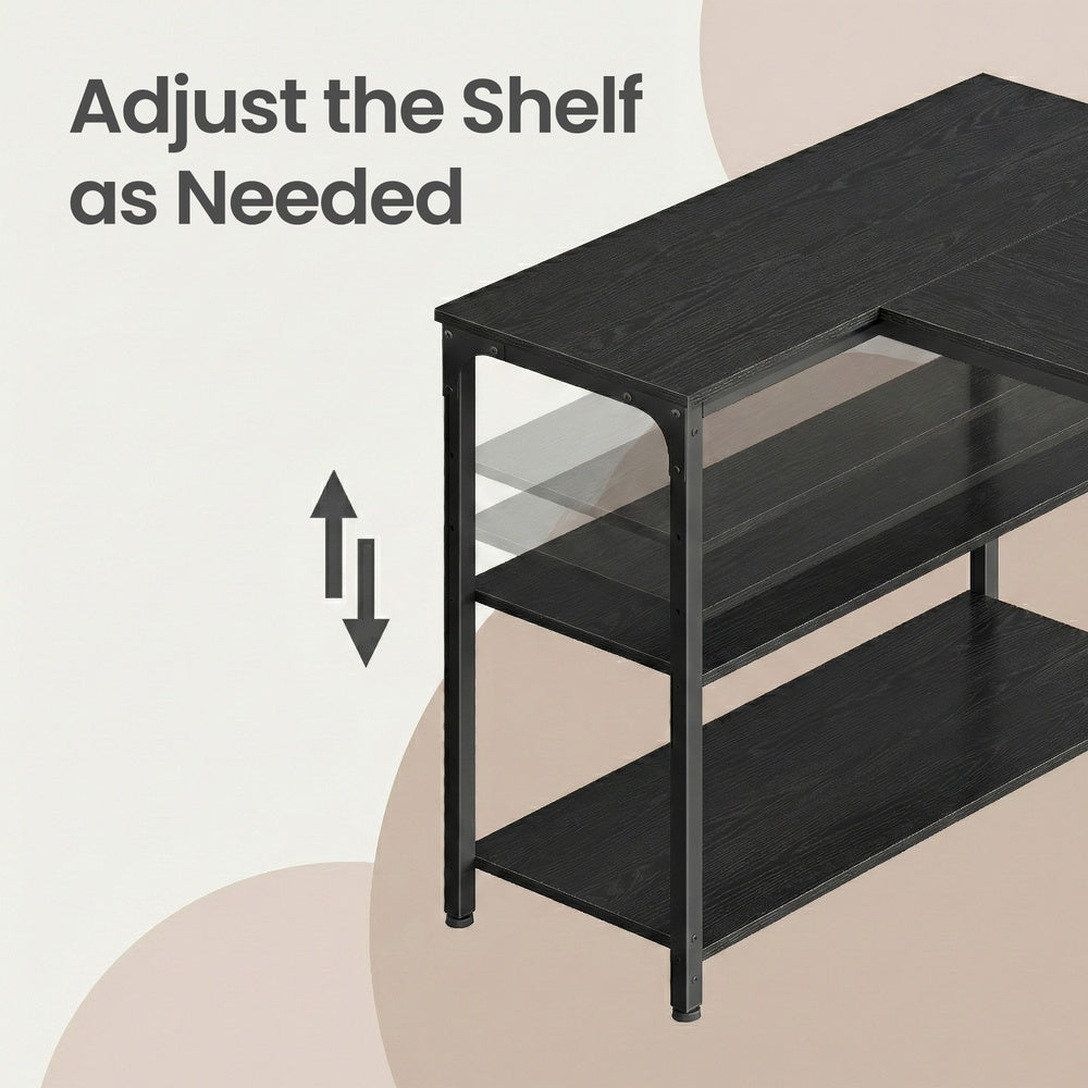 Corner Computer Desk - 47.2" x 31.5" - Particleboard - Adjustable Storage Shelves
