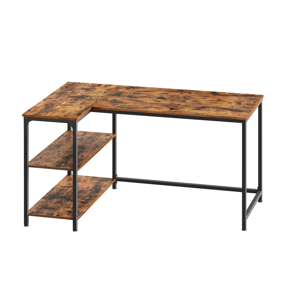 L Shaped Corner Computer Desk - 120L - Particleboard - Adjustable Storage Shelves