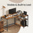 L Shaped Corner Computer Desk - 120L - Particleboard - Adjustable Storage Shelves
