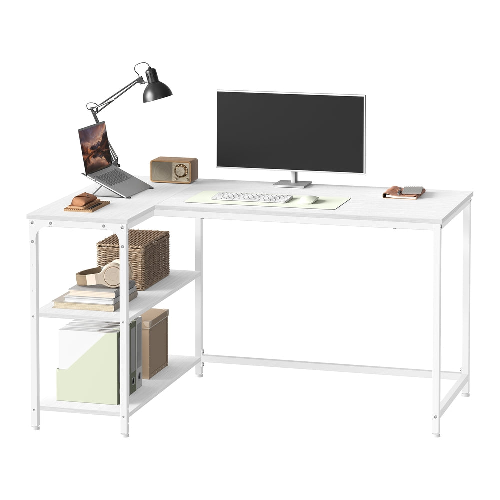 L Shaped Corner Computer Desk - 110L - Particleboard - Adjustable Storage Shelves